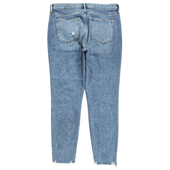 LOFT High Waist Skinny Ankle Jeans Distressed Frayed Raw Hem Stretch, Size 32 - Picture 3 of 11